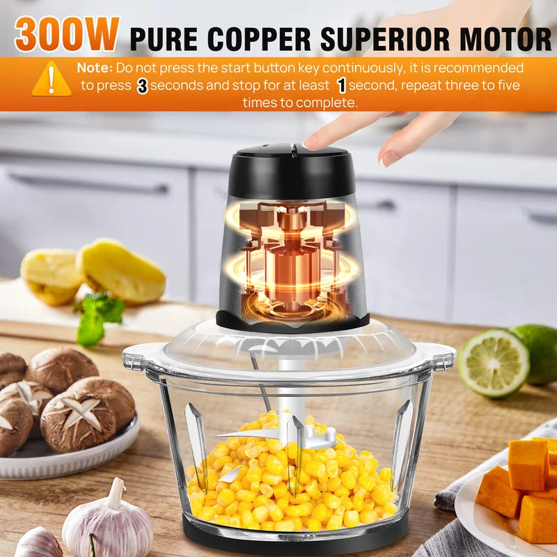 Meat Grinder 300W Electric Blender Mixer with 2L Glass Bowl