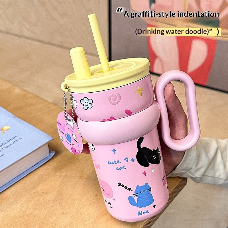 Cute Mug Desk Cup Highly Stylish Straw Cup Stainless