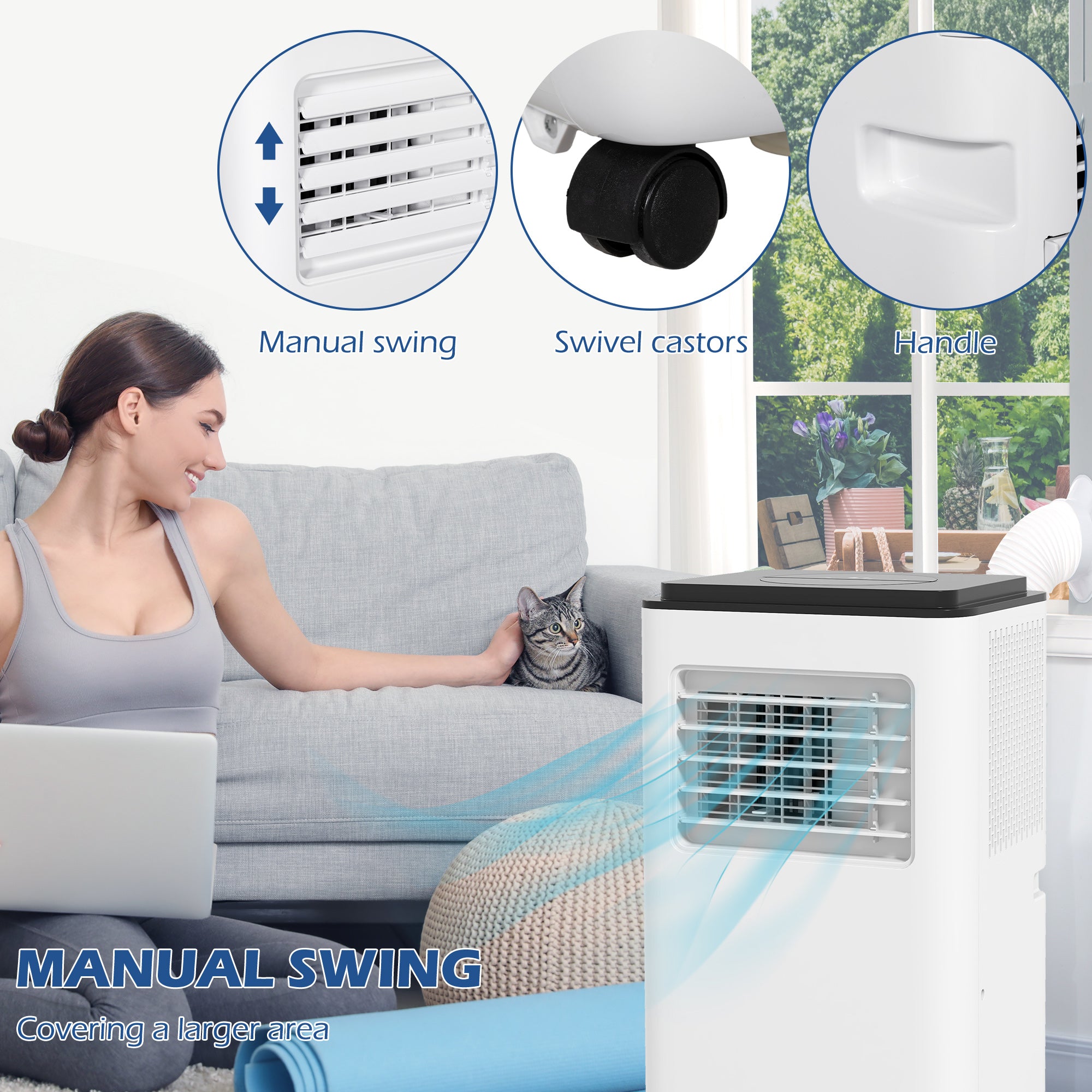 10,000 BTU Portable Air Conditioner with Auto-Drain Dehumidifier