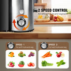 Cold Press Juicer Machine — Wide Feed Chute for Fruits & Vegetables