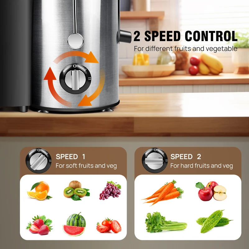 Cold Press Juicer Machine — Wide Feed Chute for Fruits & Vegetables