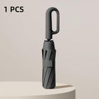 Fully Automatic Travel Umbrella — Windproof 12-Rib, One-Button Open/Close, UV Protection