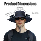 Wide Brim Sun Hat with Solar-Powered Rechargeable Fans