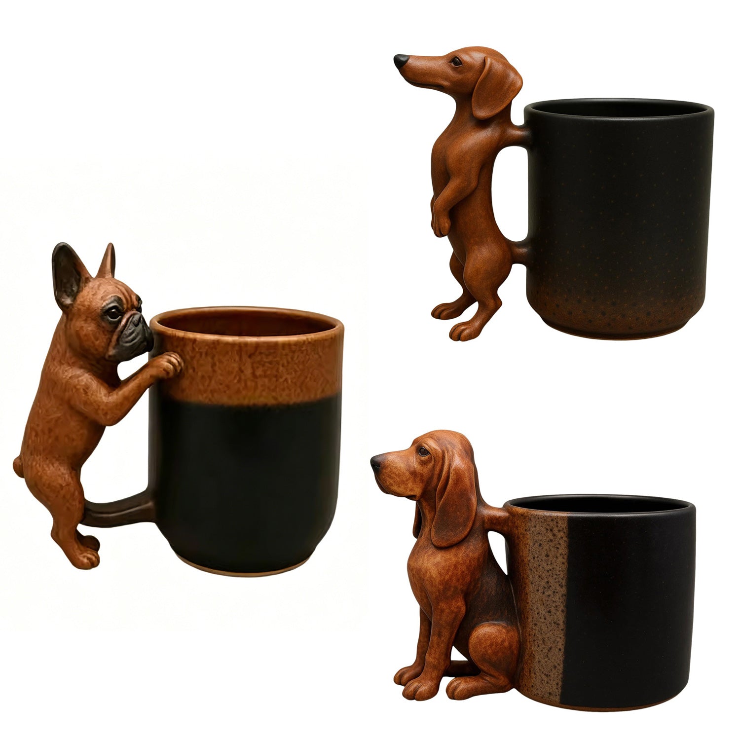 3D Dachshund Mug — Handmade Ceramic, 11oz, Unique Dog Lover Coffee Mug
