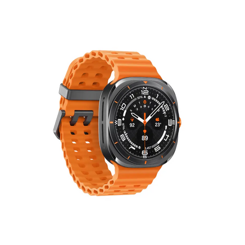 Orange Galaxy Watch Ultra with black bezel, Bluetooth 47mm smart watch for fitness
