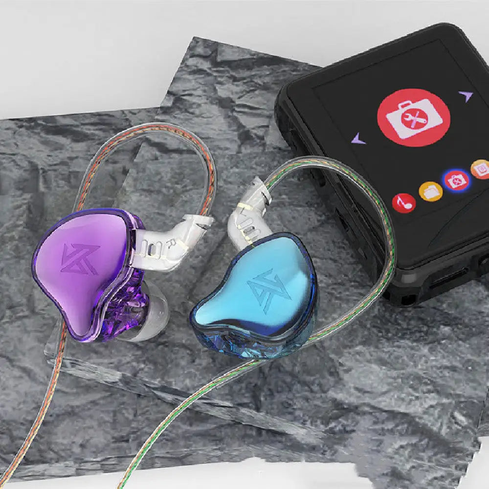 Purple and blue in-ear monitors with superior sound quality for KZ EDC Headphones