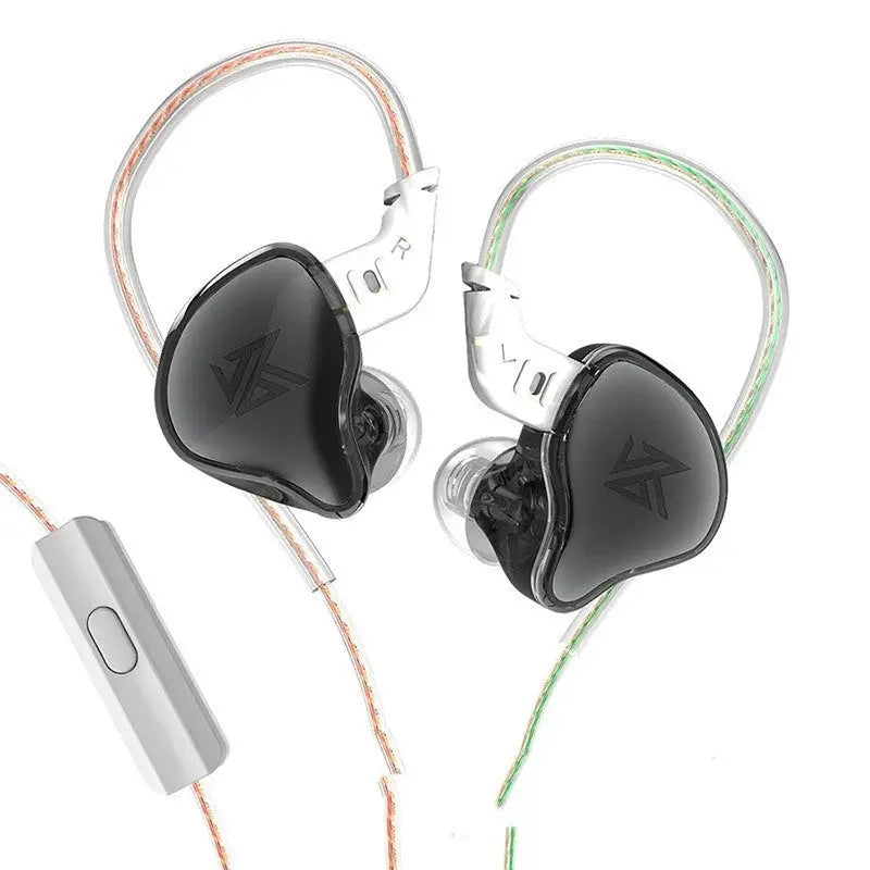 Black in-ear monitor headphones KZ EDC with superior sound quality for audiophiles