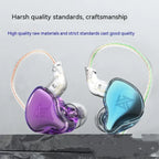 Purple and blue KZ EDC headphones in-ear monitors highlighting sound quality for Google customer reviews