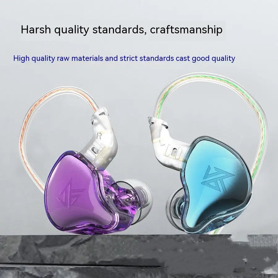 Purple and blue KZ EDC headphones in-ear monitors highlighting sound quality for Google customer reviews