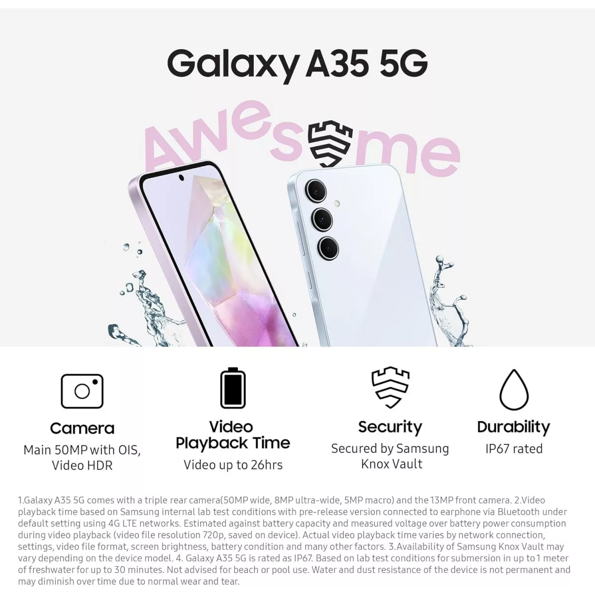 Samsung Galaxy A35 5G Smartphone (Dual-SIMs, 8+256GB) - Awesome Navy (view 3) — Soundmali