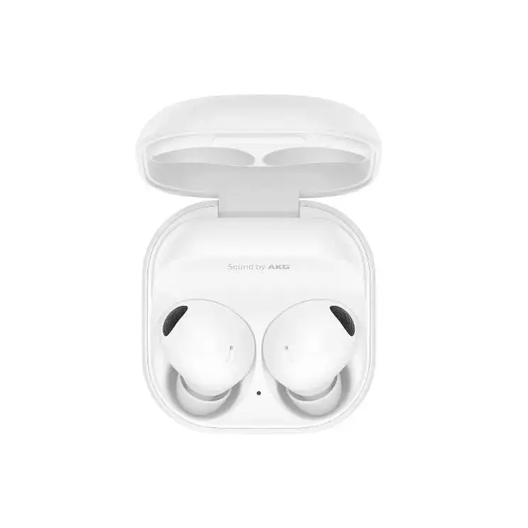 White Samsung Galaxy Buds 2 Pro in charging case on secure checkout page
