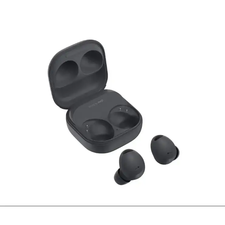 Gray wireless earbuds and charging case for Samsung Galaxy Buds 2 Pro, secure checkout