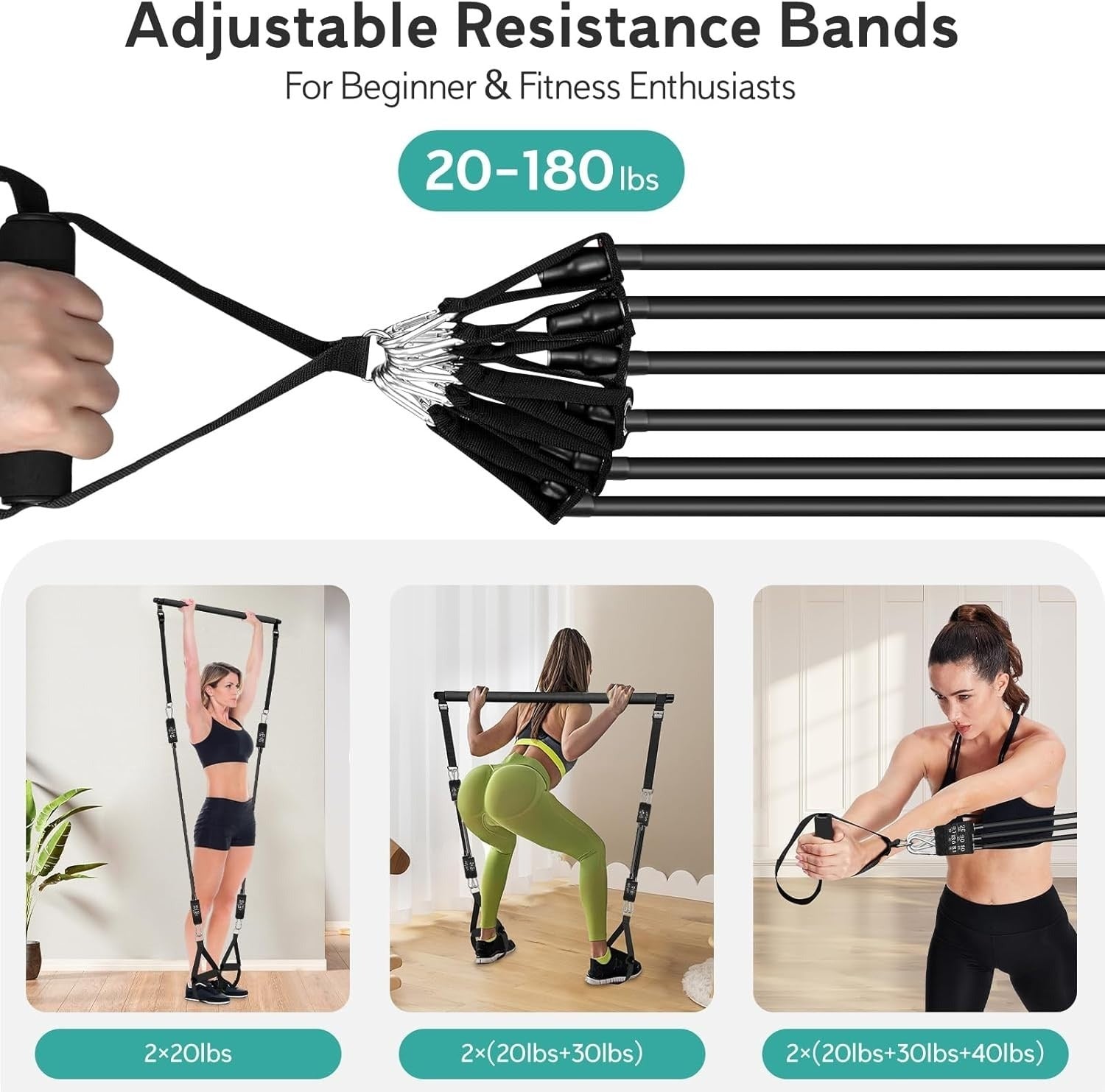 Pilates Bar Kit With 6 Resistance Bands — Home Gym Full Body Workout Set - Image 4