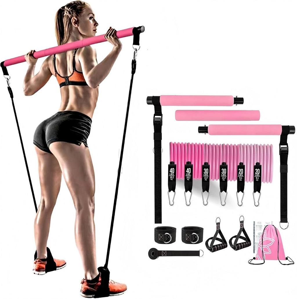 Pilates Bar Kit With 6 Resistance Bands — Home Gym Full Body Workout Set - Image 5