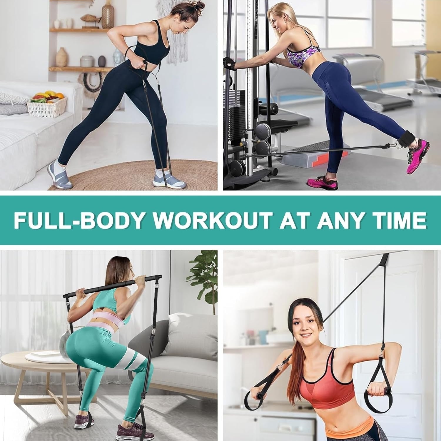 Pilates Bar Kit With 6 Resistance Bands — Home Gym Full Body Workout Set - Image 6
