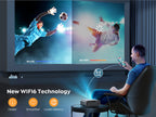 4K Home Theater Projector — Native 1080P, WiFi 6, Bluetooth 5.2, 500 ANSI Lumens